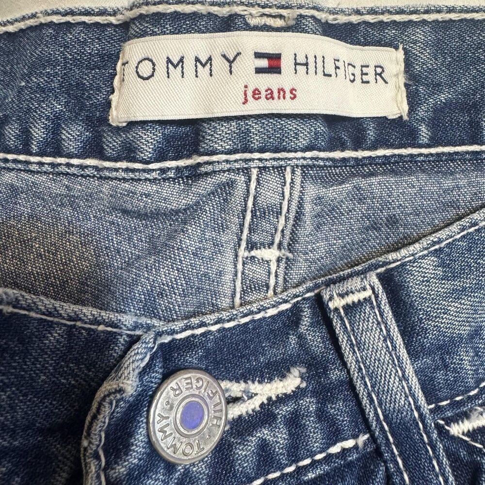 Vintage Tommy Hilfiger Jeans Womens 8 Blue High Rise Carpenter Wide Leg Y2K - Picture 8 of 12